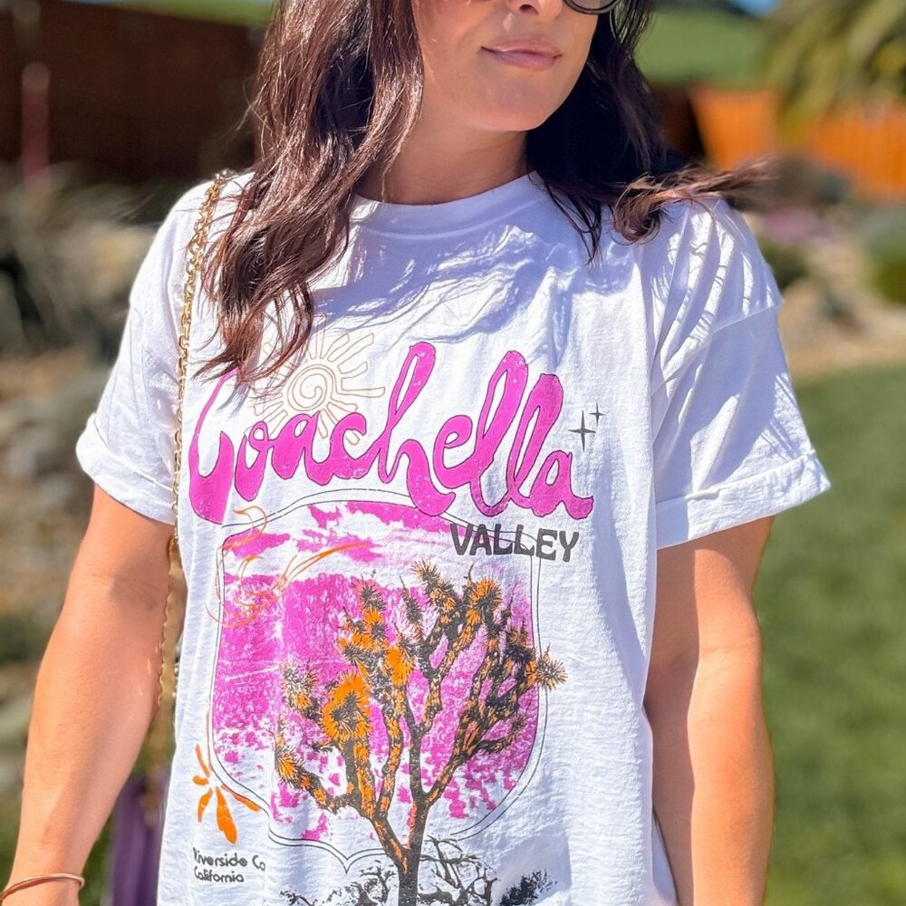 Coachella Valley Boyfriend Graphic Tee | White